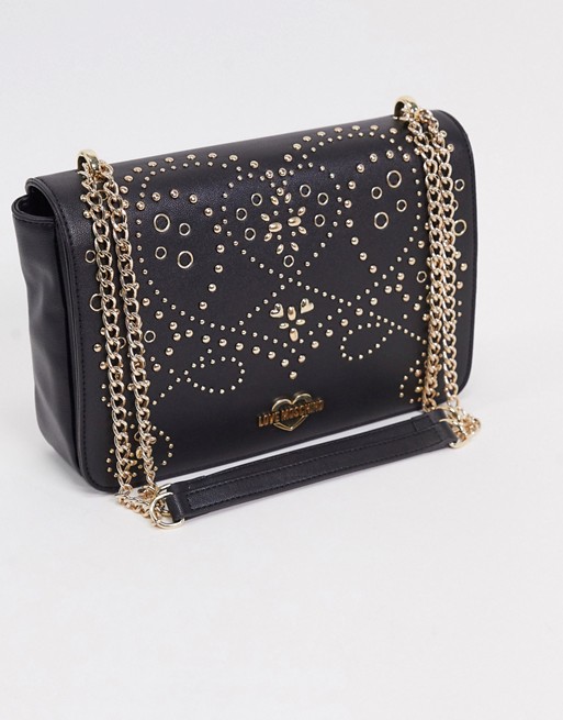Love Moschino shoulder bag with stud detail in gold