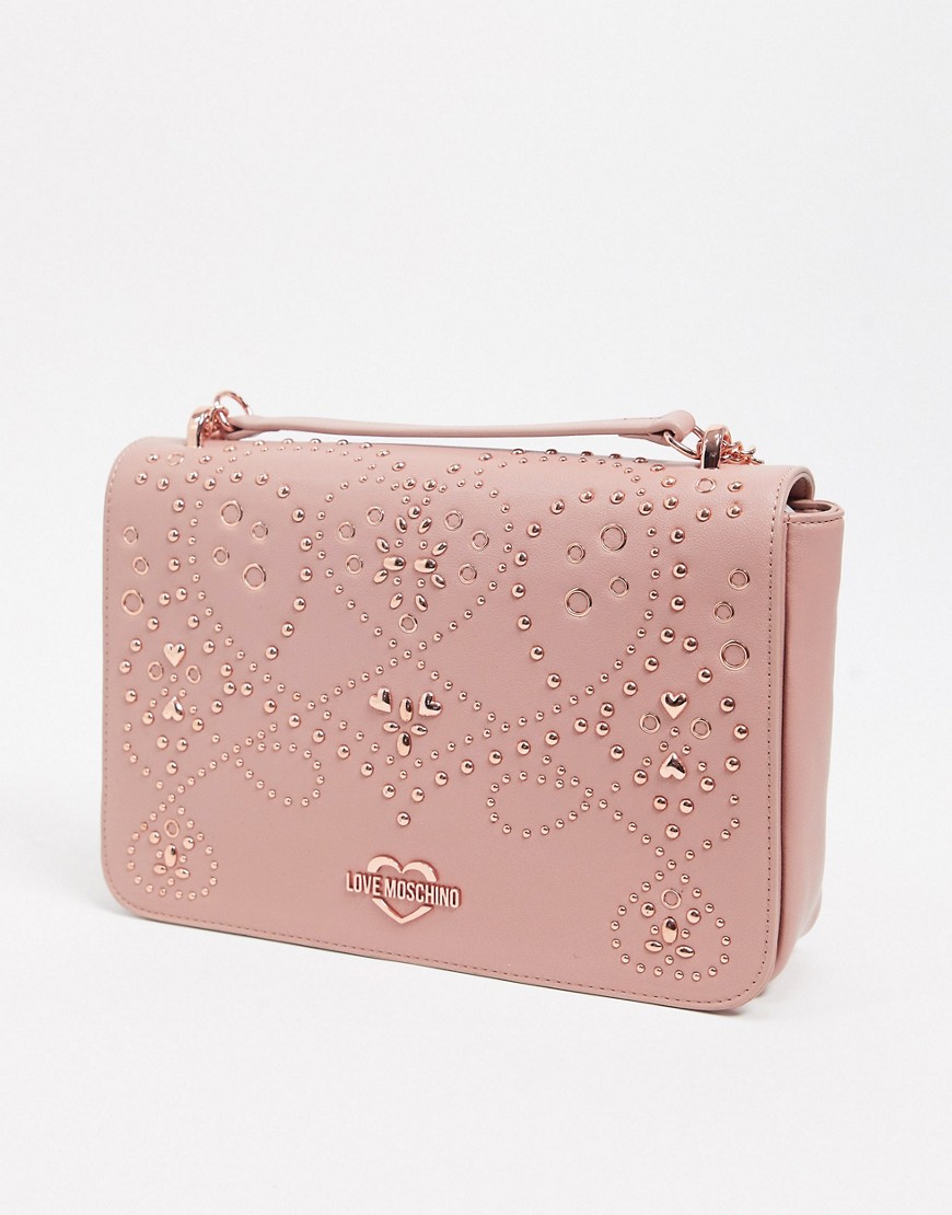 Love Moschino shoulder bag with stud detail in pink