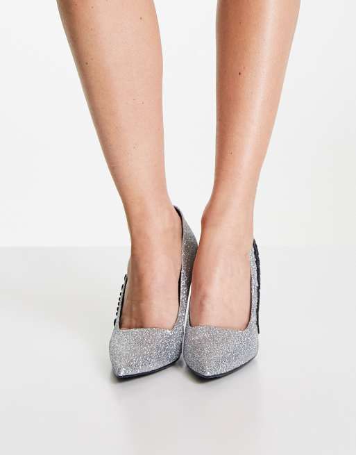 Love Moschino – Silverglittriga, höga pumps med spetsig tå, 4 av 4
