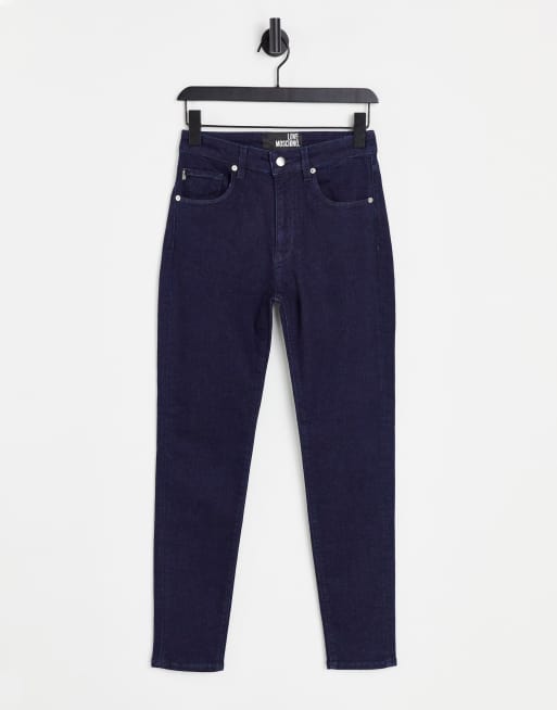 Love Moschino - Skinny cropped jeans met logo op de zak in indigo