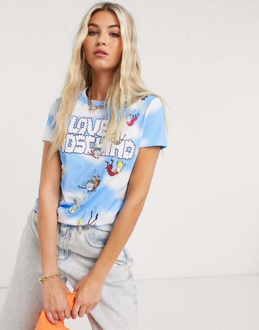 Love Moschino skydive print t-shirt in multi