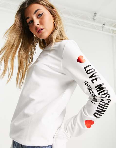 Love Moschino sleeve logo sweatshirt in white