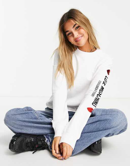 Love Moschino sleeve logo sweatshirt in white, 4 of 4