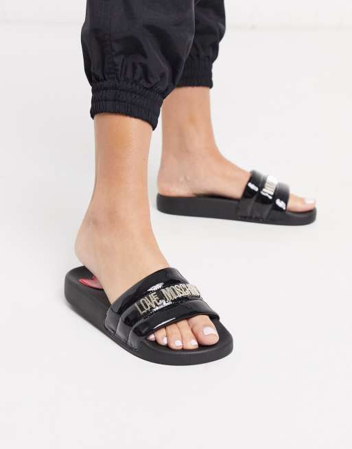 Love Moschino sliders in black