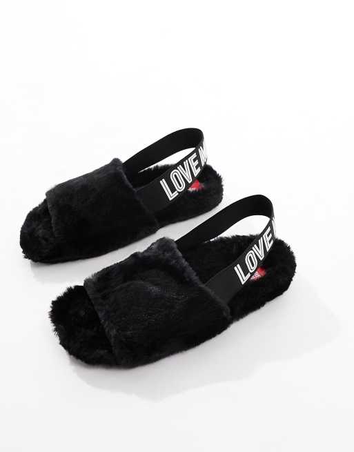 Love Moschino slingback slippers in black ASOS