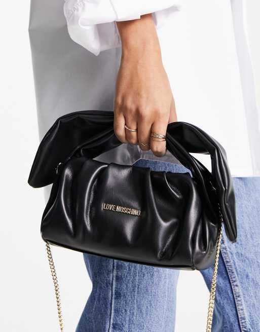 Love Moschino slouchy bow detail crossbody bag in black