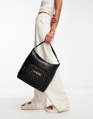 Love Moschino slouchy tote bag in in black - ASOS Price Checker