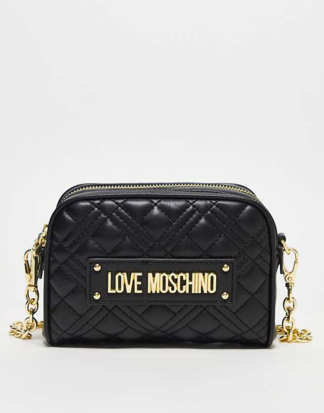 Love Moschino small quilted cross body bag in black