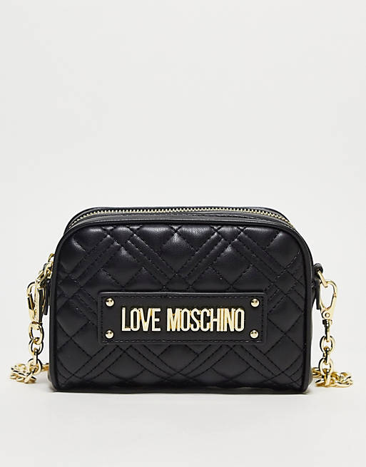 Love Moschino small quilted cross-body bag in black | ASOS