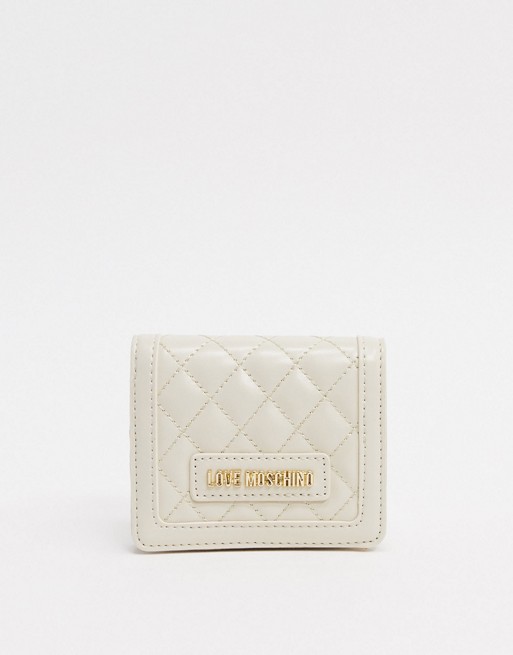 Love Moschino small quilted purse in ivory