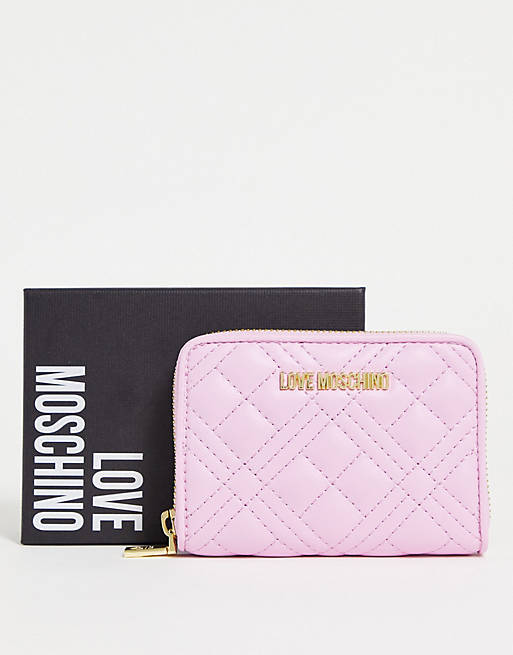 Love Moschino small quilted purse in pink