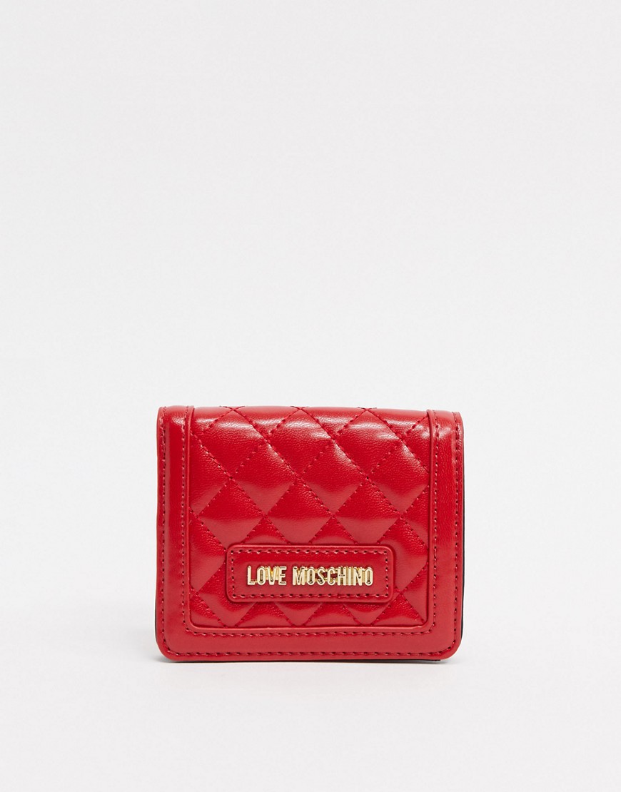 Love Moschino small quilted purse in red