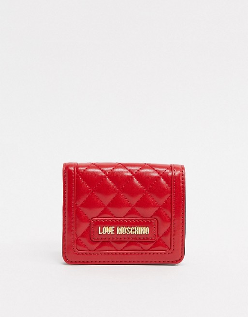 Love Moschino small quilted purse in red