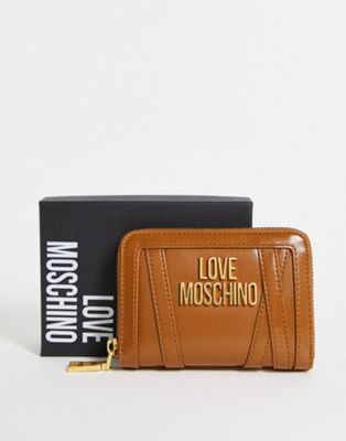 Love Moschino small zip around purse in tan