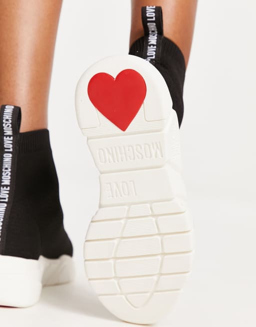 Love Moschino – Sneaker im Socken-Design in Schwarz mit Plateausohle, 2 von 4