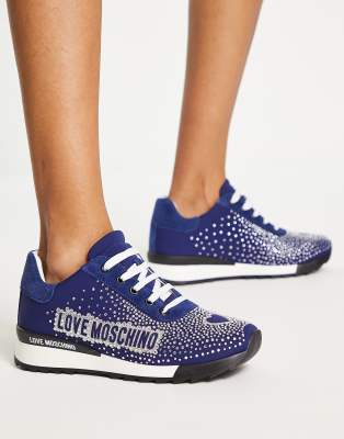 Love Moschino - Sneaker in Blau mit seitlichem Logo-Einsatz-Marineblau