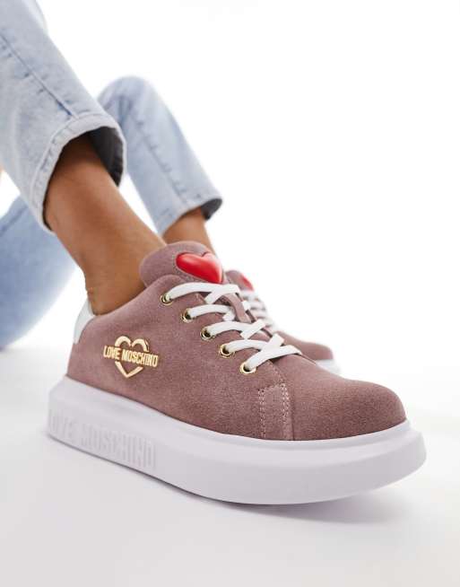 Love Moschino - Sneakers met logo in donkerroze