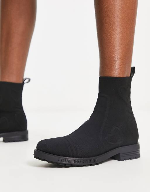 Love Moschino sock boot in black | ASOS