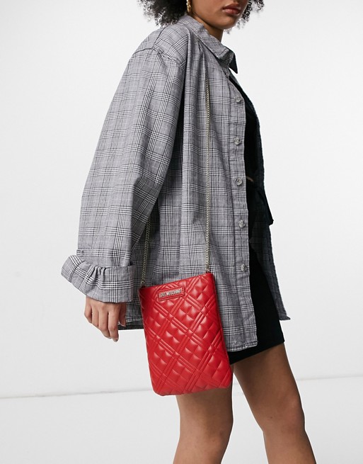 Love Moschino soft quilted pocket crossbody bag in red