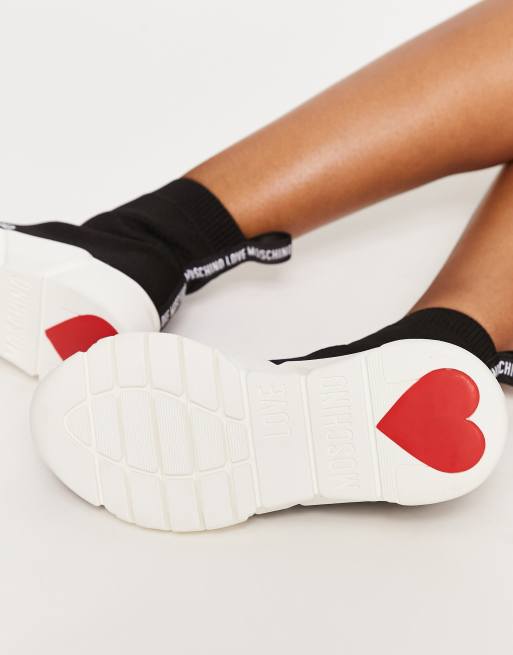 Love Moschino - Soksneaker met plateauzool in zwart, 4 van 4