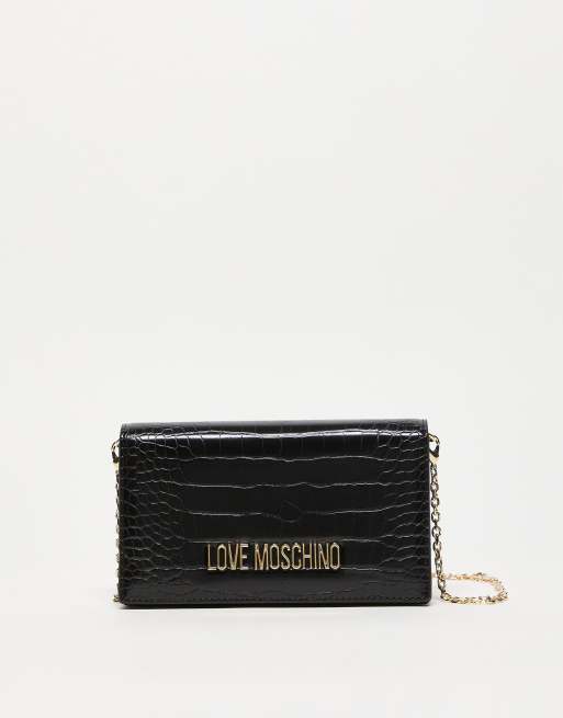 Love Moschino - Sort crossbody-taske i imiteret krokodille