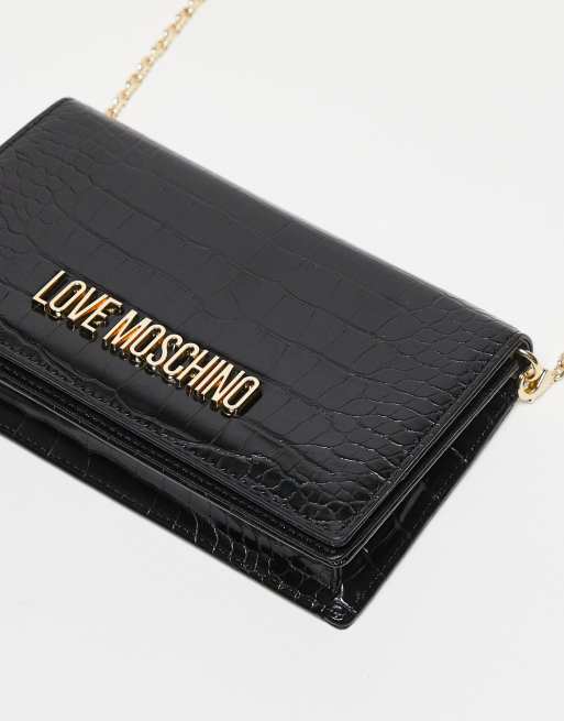 Love Moschino - Sort crossbody-taske i imiteret krokodille, 2 af 4