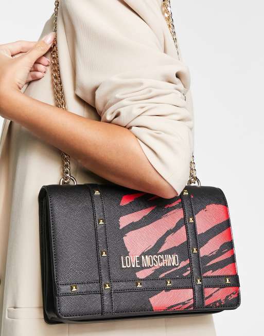 Love Moschino - Sort skuldertaske med kæderem
