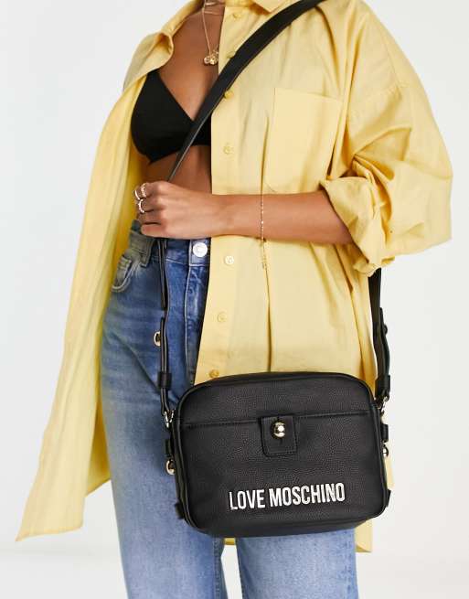 Love Moschino - Sort skuldertaske med minilomme foran, 4 af 4