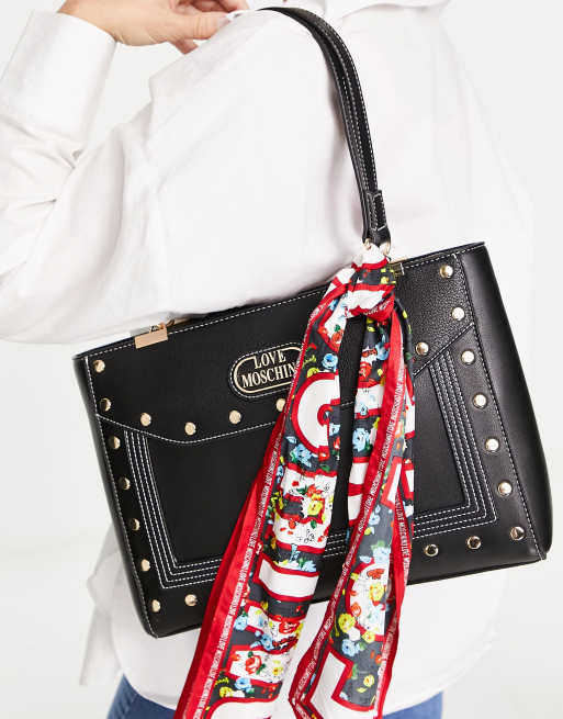Love Moschino - Sort tote med tørklæde