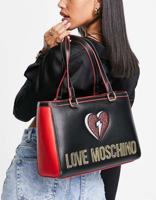 Love Moschino - Sort tote-taske med stort logo, 4 af 4