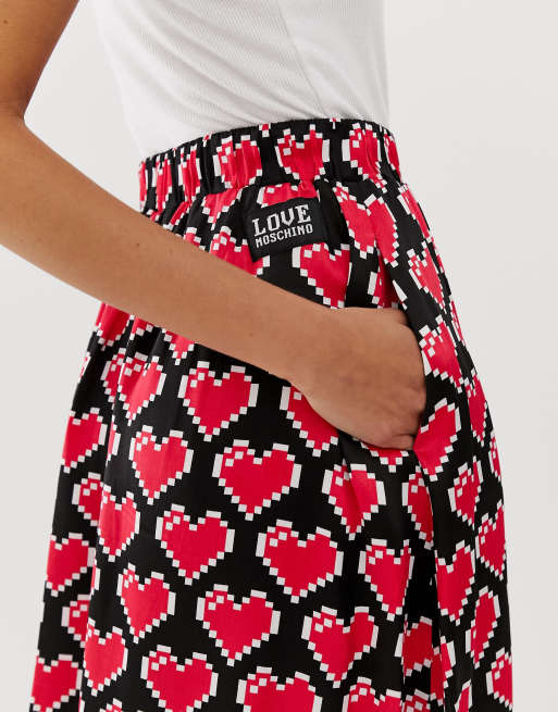 Love Moschino – Spódnica ze wzorem w serca na całej powierzchni, 3 z 4