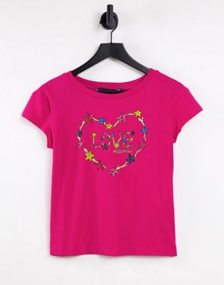 Love Moschino star heart logo t-shirt in pink