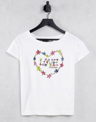 Love Moschino star heart logo t-shirt in white - ASOS Price Checker