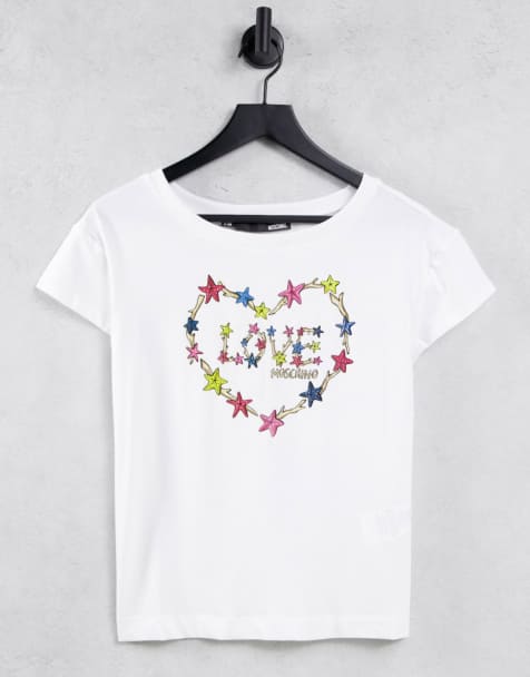 Love Moschino star heart logo t-shirt in white - view 1