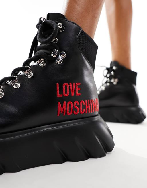 Love Moschino – Stiefeletten im Trekking-Design in Schwarz, 3 von 4