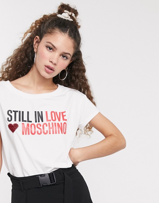 Love Moschino still in love slogan logo t-shirt