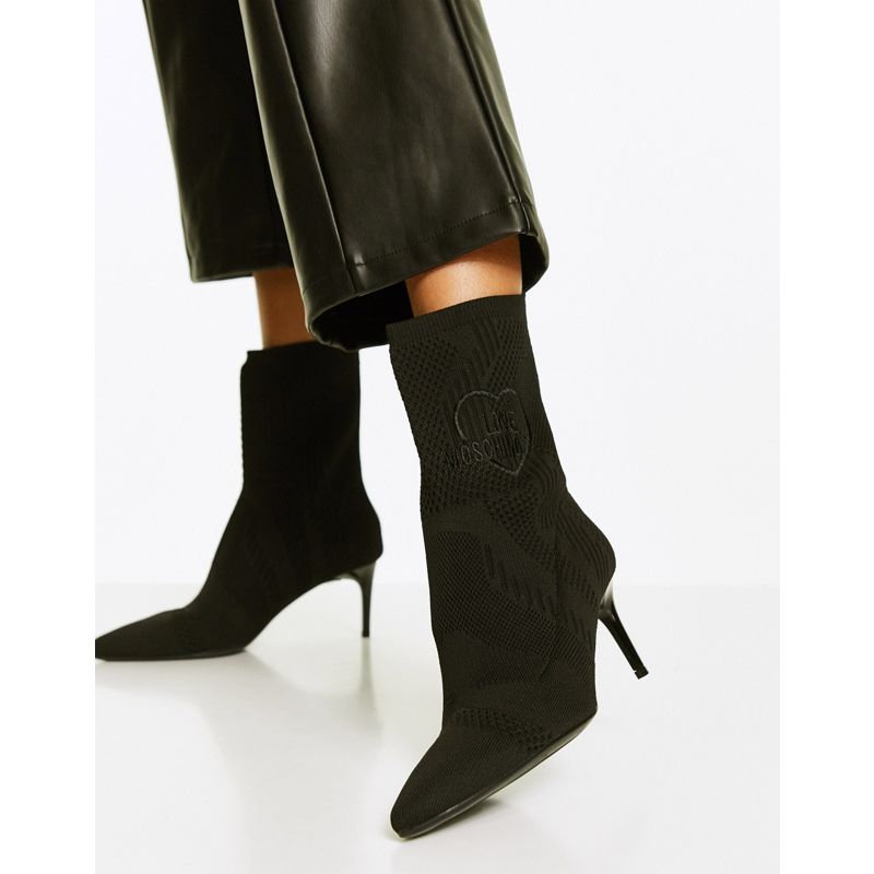 Donna Designer Love Moschino - Stivaletti a calza neri con tacco medio