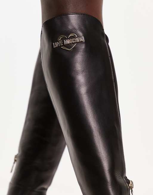 Love Moschino - Stivali al ginocchio con tacco, colore nero, 3 di 4