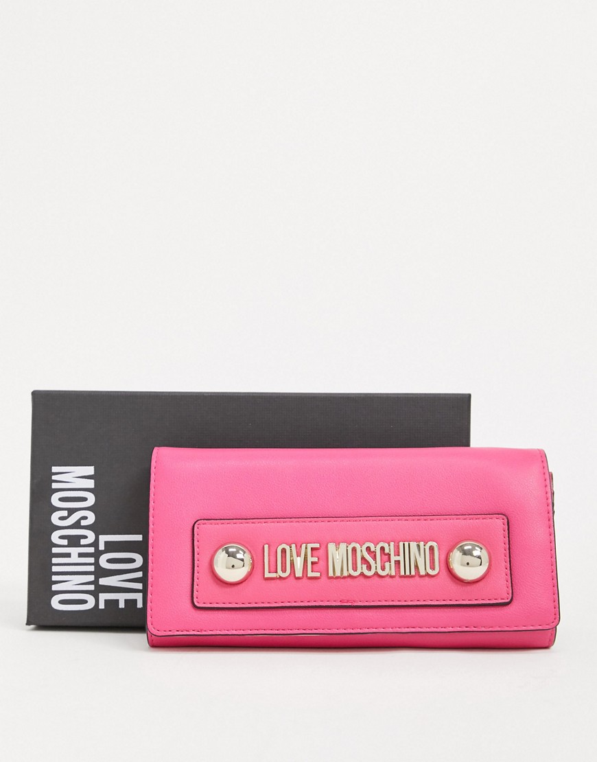 Love Moschino - Stor lyserød pung med kæde-Pink