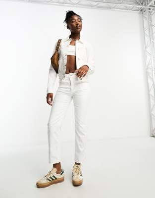 Love Moschino Love Moschino straight leg jeans co-ord with heart pocket detail in white