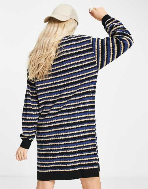 Love Moschino striped logo knit dress in blue multi | ASOS