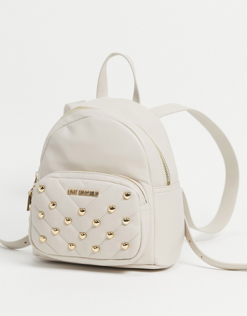 Love Moschino stud backpack in cream-Red