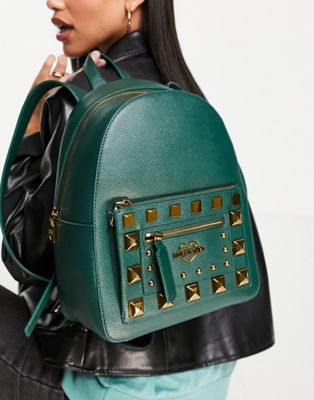 Love Moschino stud backpack in dark green