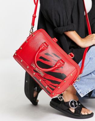 Love Moschino stud detail grab bag in red