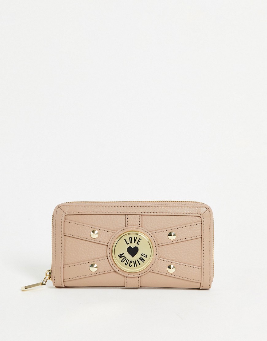 Love Moschino stud detail purse in taupe-Neutral