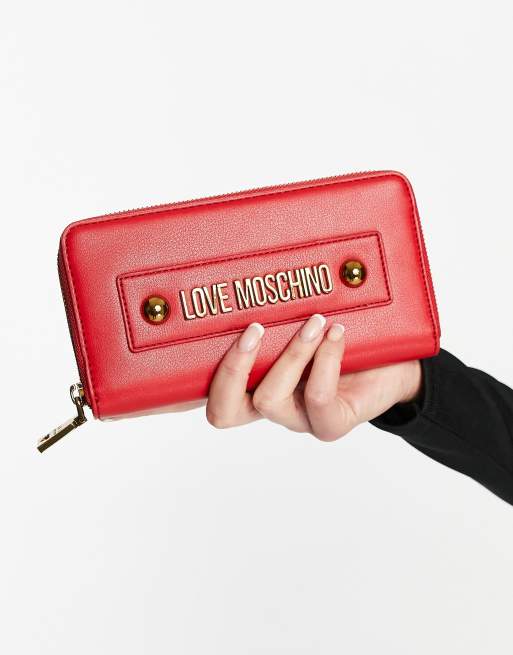 Love Moschino stud long wallet in red