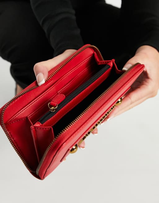 Love Moschino stud long wallet in red ASOS