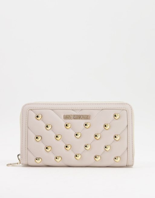 Love Moschino stud purse in cream