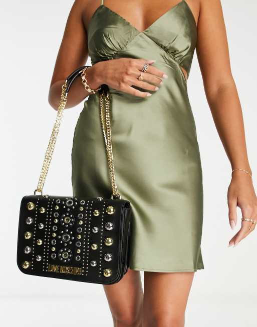 Love Moschino stud shoulder bag in black, 2 of 4