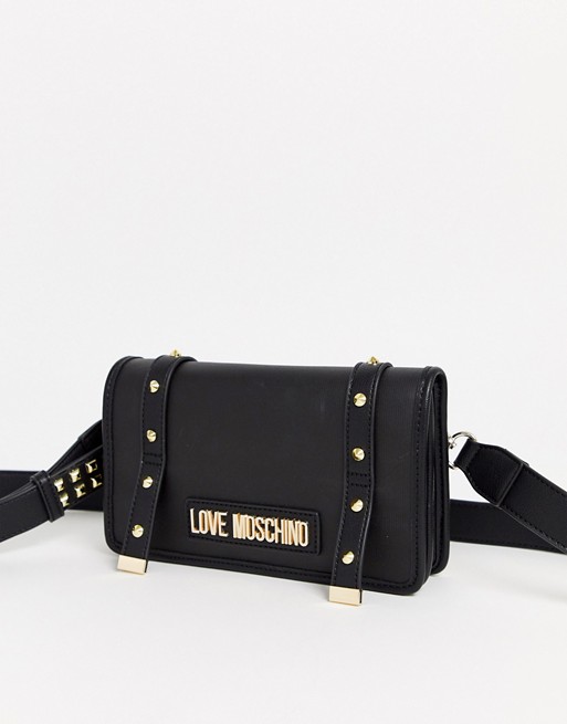 Love Moschino studded cross body bag in black